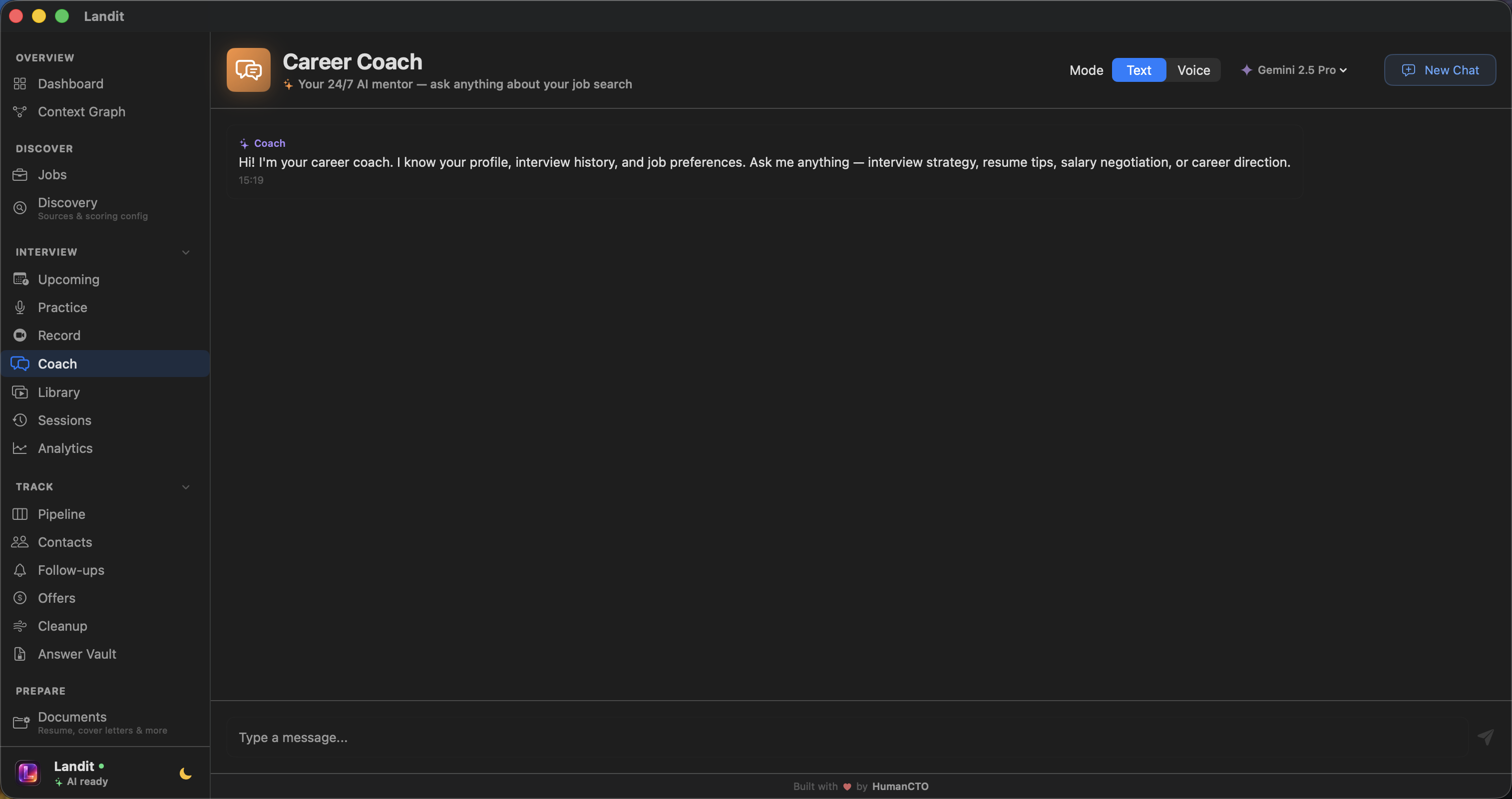 AI career coach chat